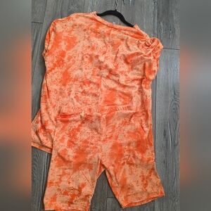 Orange Tie-Dye Lounge Short Set